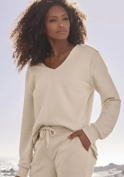 Sweatshirt"-Langarmshirt Mit V-Ausschnitt"