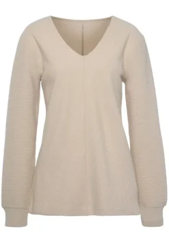 Sweatshirt"-Langarmshirt Mit V-Ausschnitt"